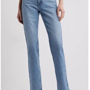 Good American - High Rise Crystalized Straight Leg Jeans